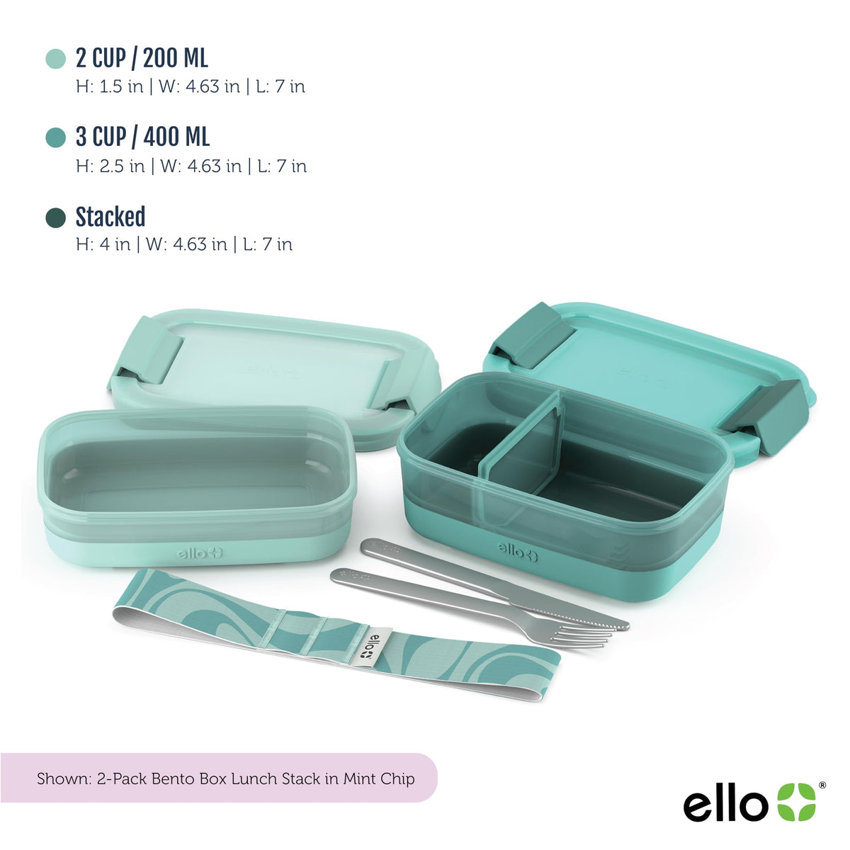 Ello lunch stack removable divider showing meal zoning options