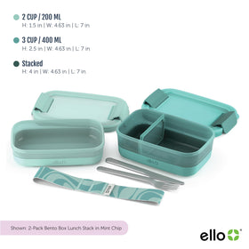Ello lunch stack removable divider showing meal zoning options