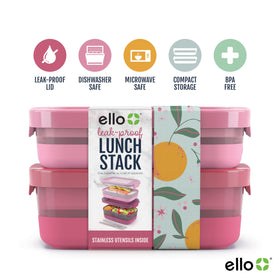 Ello lunch stack removable divider demonstrates flexible portioning
