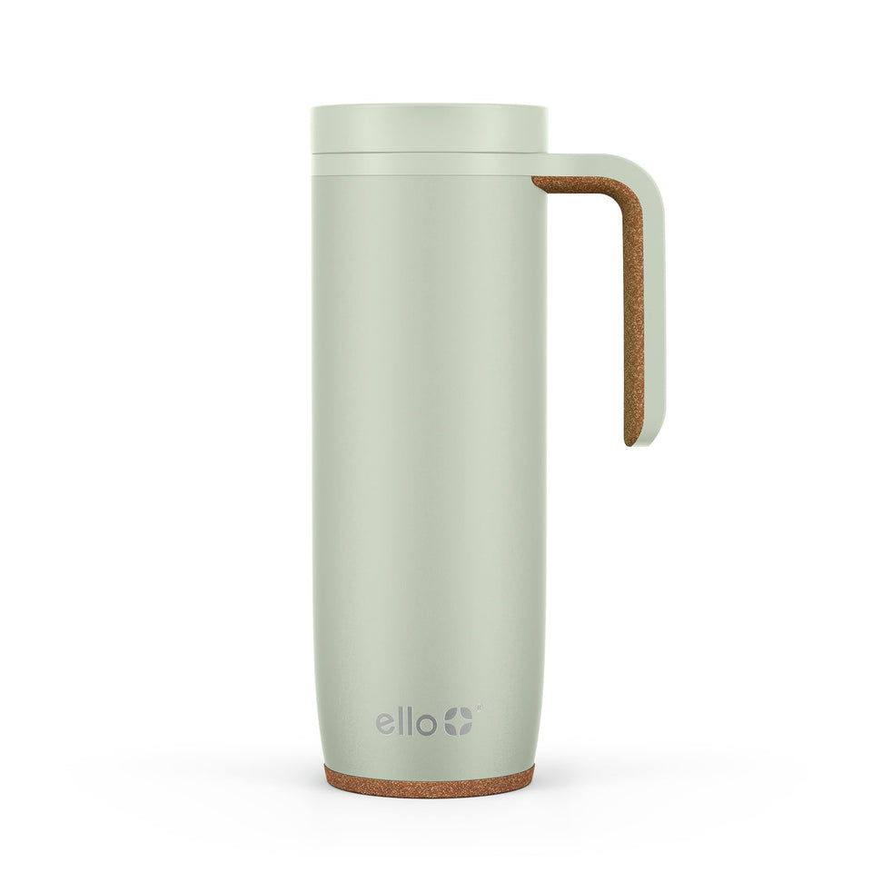 Ello Magnet 18oz travel mug with handle for on-the-go beverages in sage.