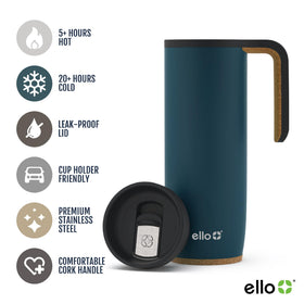 Ello Magnet mug with built-in cork coaster base protects surfaces