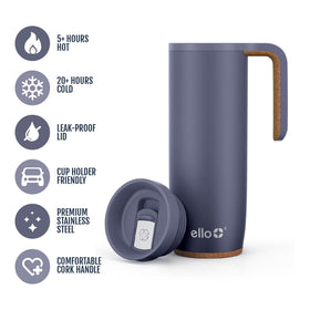 Ello Magnet vacuum insulation keeps hot up to 5 hours and cold up to 10 hours