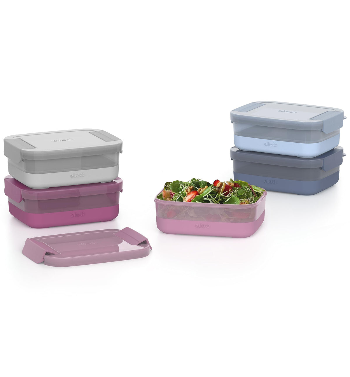 Ello microwave-safe containers without lids for quick reheating.