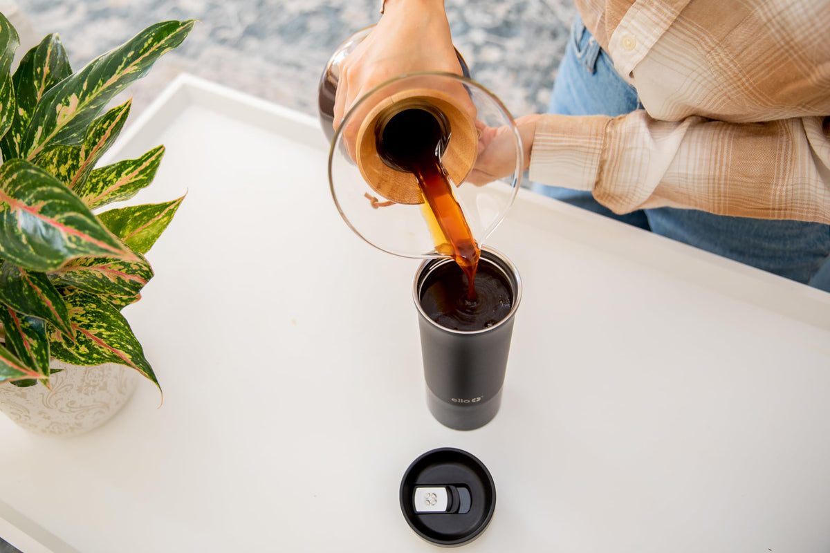 Ello Miri 16oz dishwasher-safe lid, easy cleaning after use.