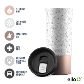Ello Miri leak-proof slider lid, preventing spills during commutes.