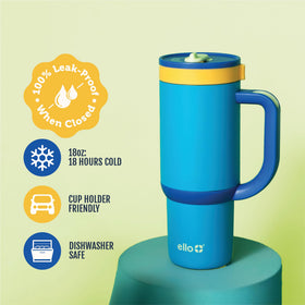 Ello Oasis Glacier side view with handle for easy transport and cup-holder fit.
