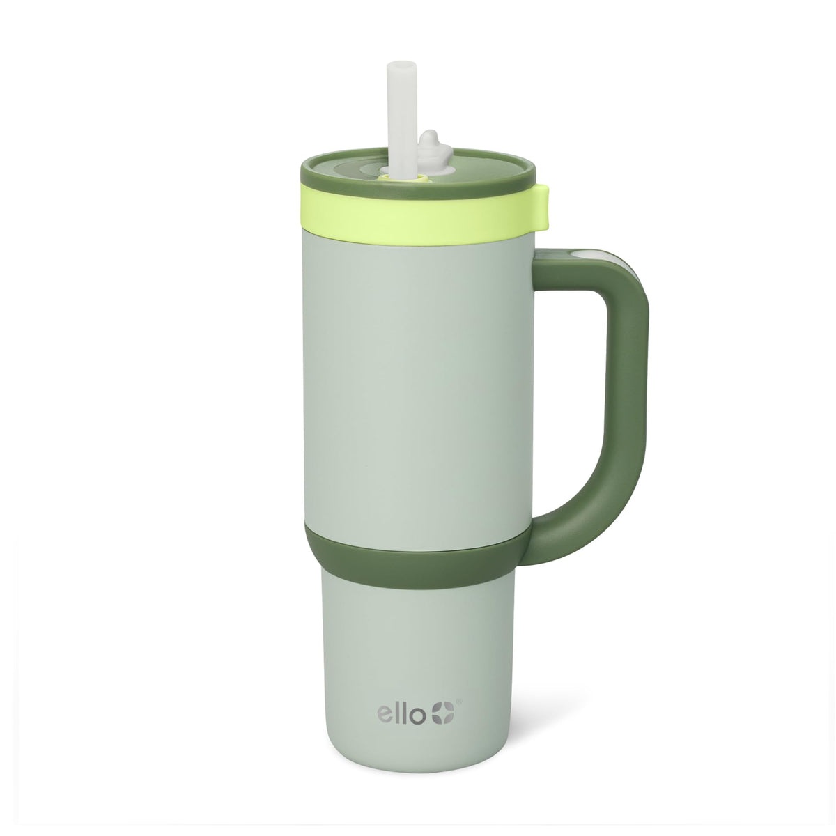 Ello Oasis 18oz tumbler with handle and retracting straw for easy transport.