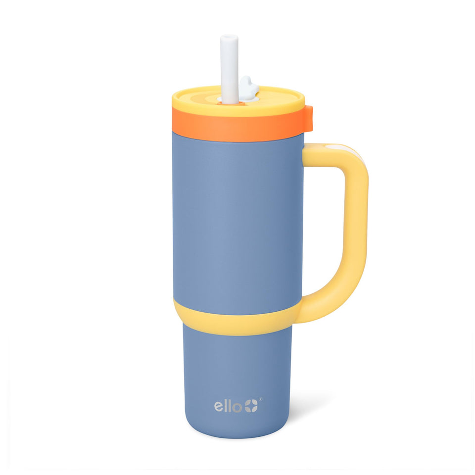 Ello Oasis 18oz tumbler with handle for easy transport and school use.
