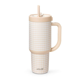 Ello Oasis 30oz bottle beige gingham front view highlighting design