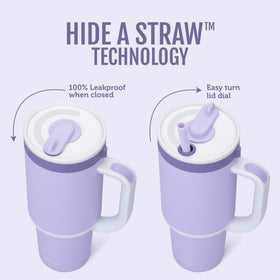Ello Oasis retracting straw keeps surfaces clean when not in use.