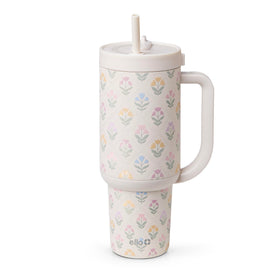 Ello Oasis 40oz bottle front view with Flower Quilt design for daily hydration