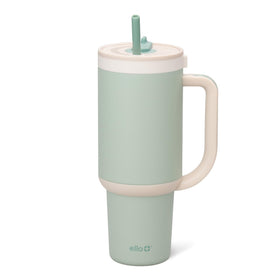 Ello Oasis 40 oz tumbler with handle in pistachio, ideal for travel and daily hydration.