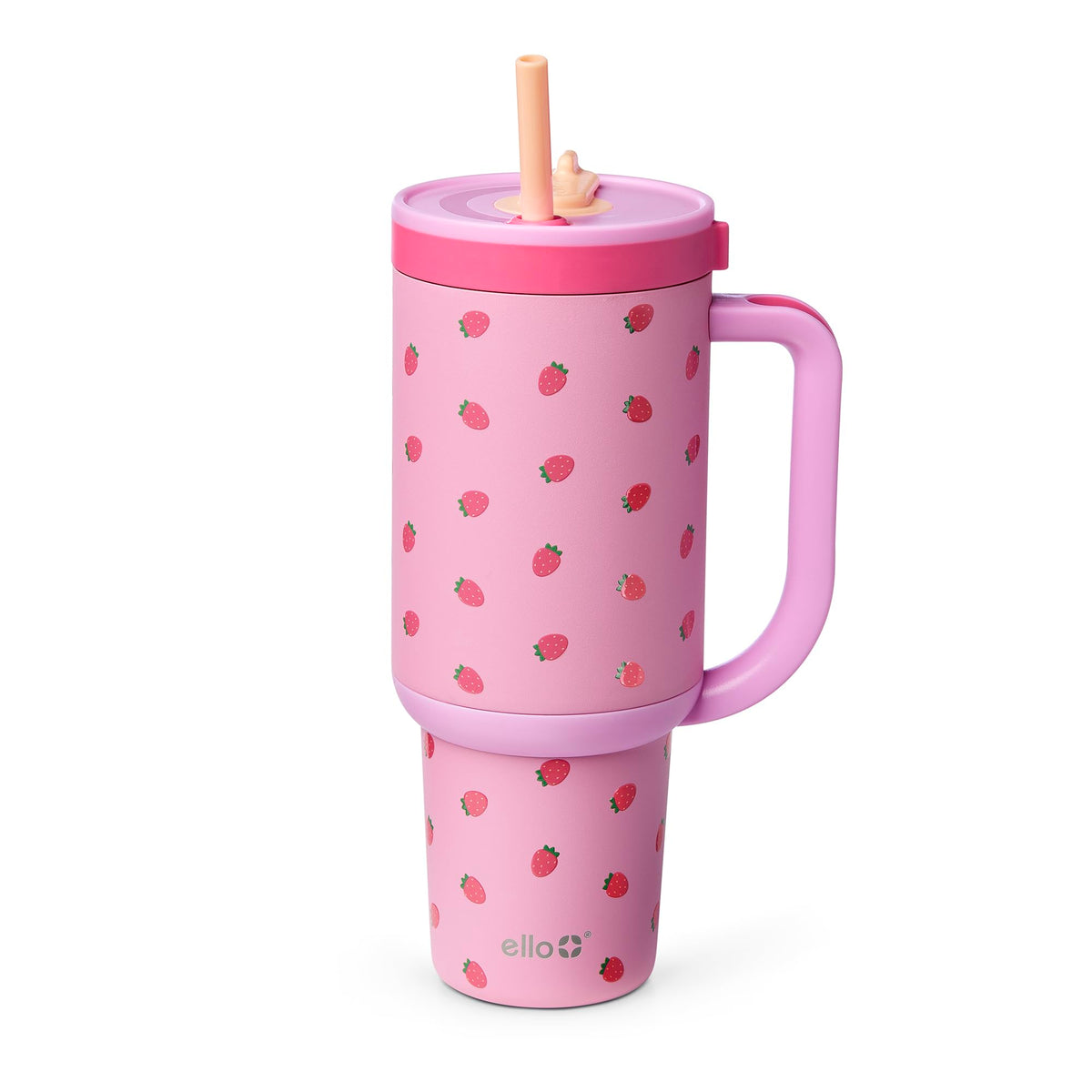 Ello Oasis 40oz tumbler front view with strawberries for on-the-go hydration