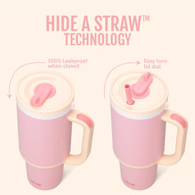 Ello Oasis with retracting straw retracted, leak-proof lid for mess-free transport
