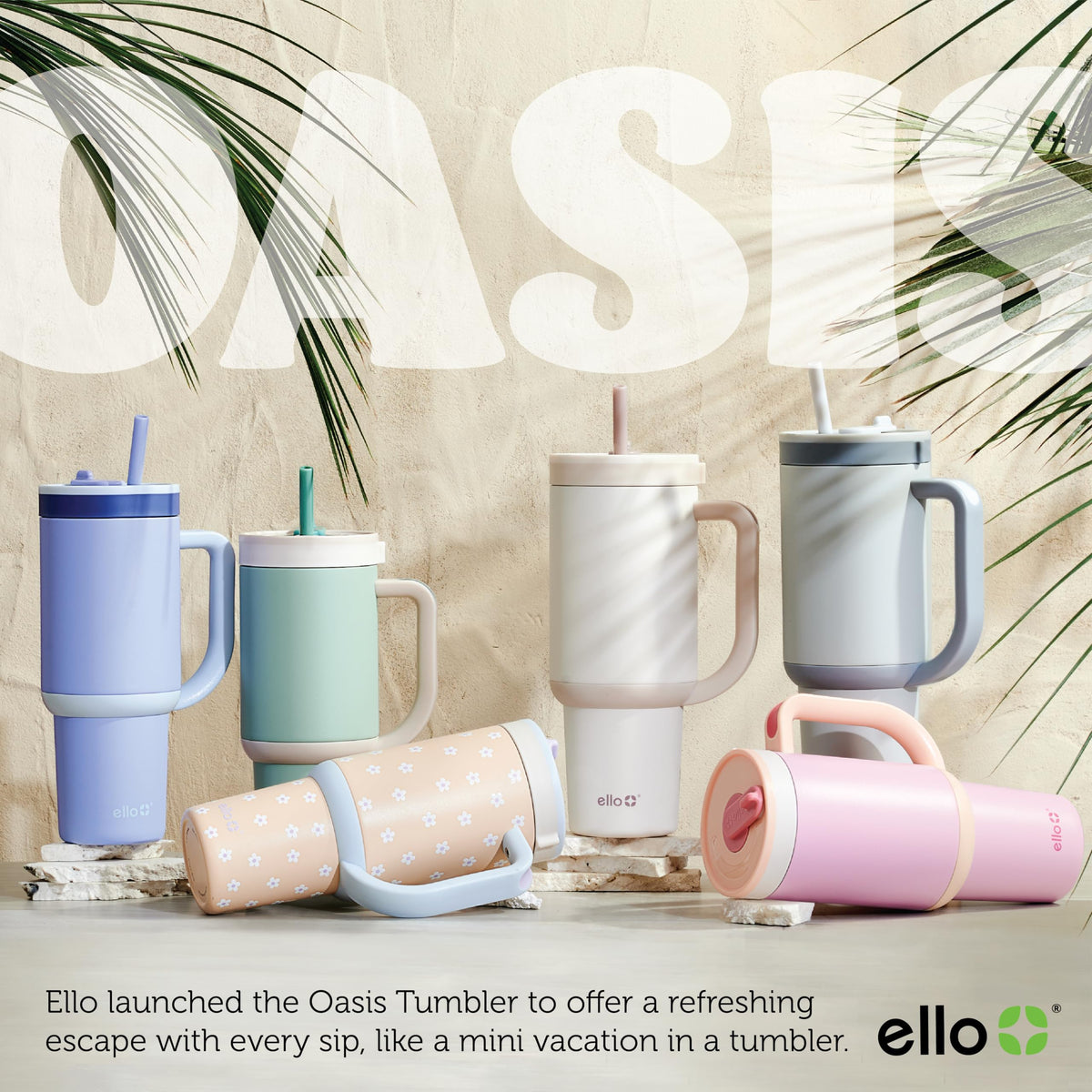 Ello Oasis 30 oz capacity supports hydration during workouts, road trips, and busy days.