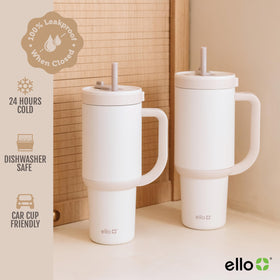 Ello Oasis cup-holder-friendly design fits most car cup holders for easy transport.