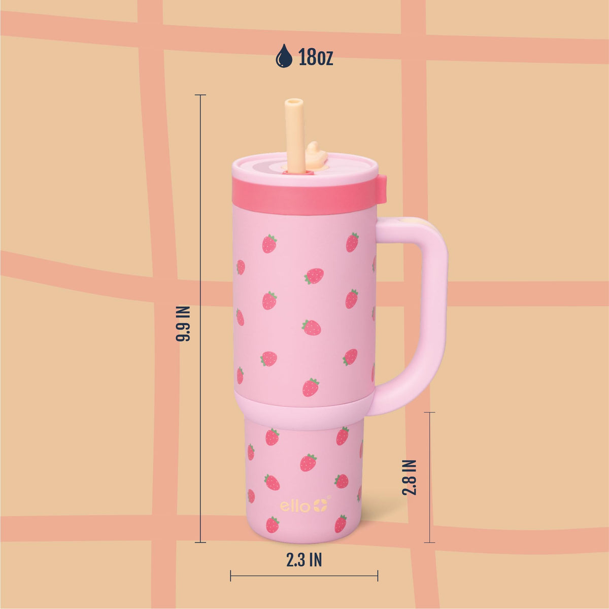 Ello Oasis cup-holder friendly size fits backpacks and desks.