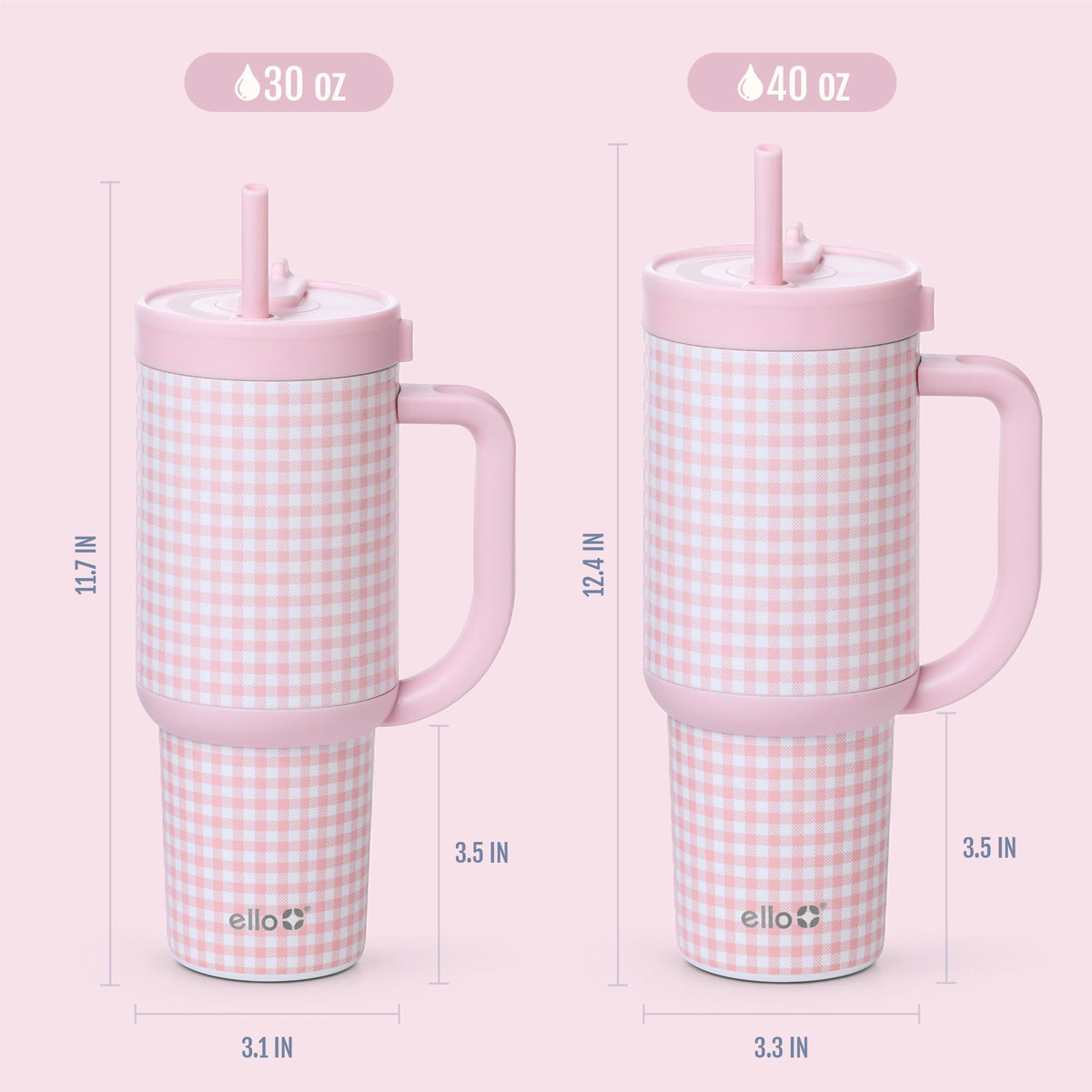 Ello Oasis easy-to-clean lid and retractable straw enhance usability.