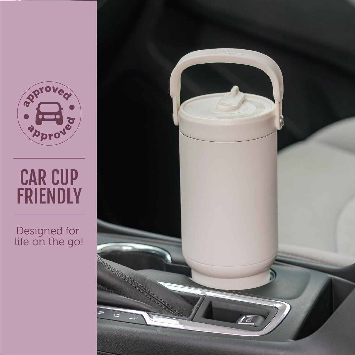 Ello Oasis Go+ slim base fits most cup holders.