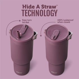 Ello Oasis Go+ retracting straw demonstrates leakproof protection for bags and travel.