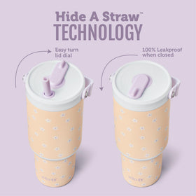 Ello Oasis Go+ retracting straw demonstrates leakproof design for bags and travel.
