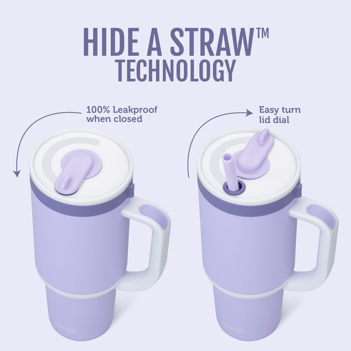 Ello Oasis retracting straw technology keeps the drinking surface clean when not in use.