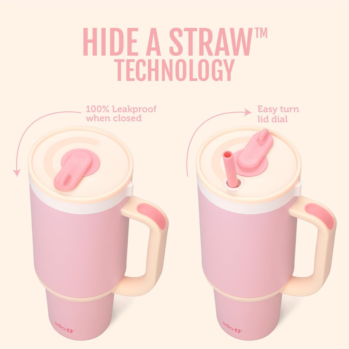 Ello Oasis retracting straw demonstrates a leakproof travel-friendly design.