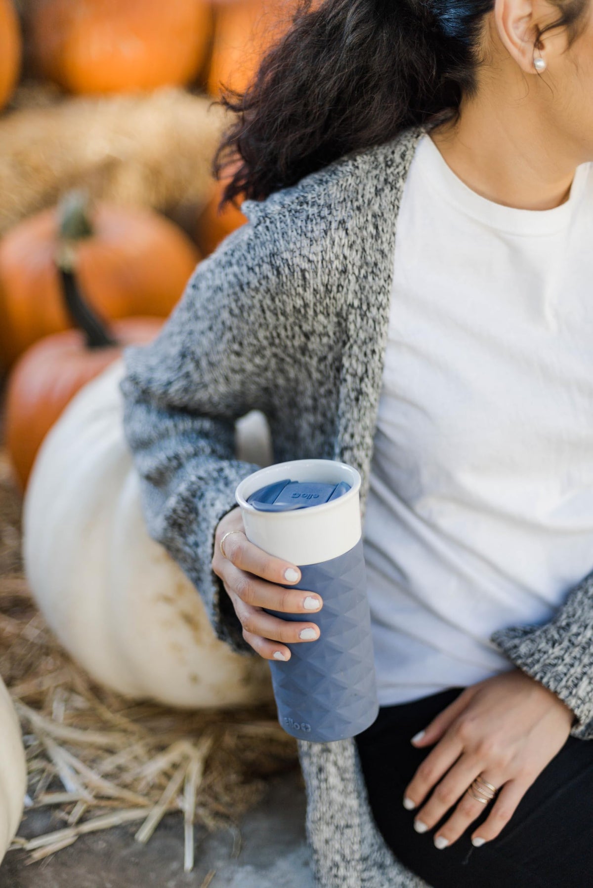 Ello Ogden mug with built-in silicone coaster base for surface protection.