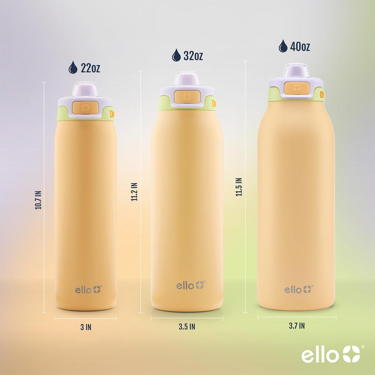 Ello Pop & Fill 32oz locking lid ensures spill-free travel and secure closure.