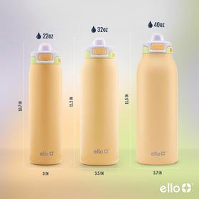 Ello Pop & Fill 32oz locking lid ensures spill-free travel and secure closure.