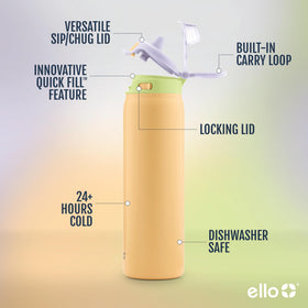 Ello Pop & Fill 32oz quick-fill action ideal for fast refills during workouts.