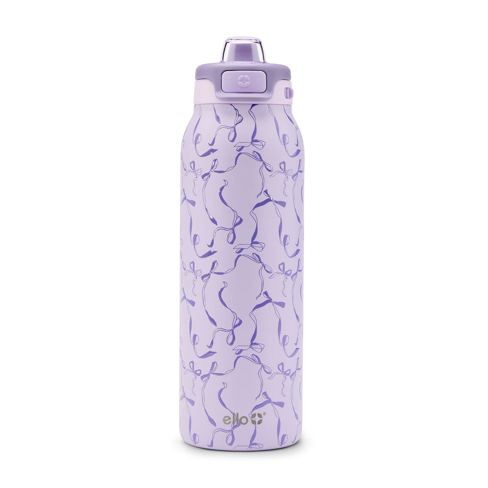 Ello Pop & Fill 32oz stainless bottle shows durable cold-beverage construction for long-lasting use