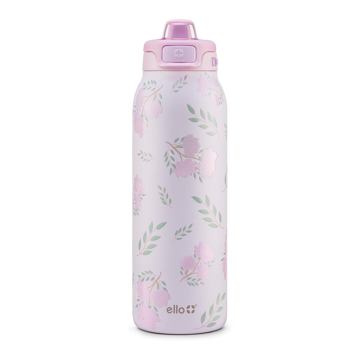 Ello Pop & Fill bottle front view highlighting durable 32oz stainless steel for daily hydration.