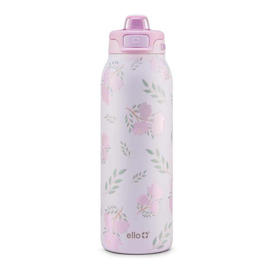 Ello Pop & Fill bottle front view highlighting durable 32oz stainless steel for daily hydration.