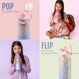 Ello Pop and Fill leak-proof lid keeps backpacks dry.