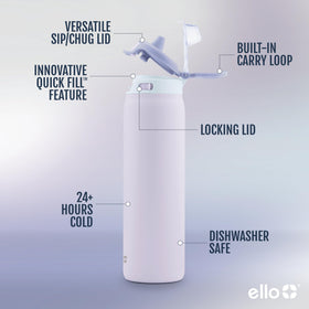 Ello Pop & Fill leak-proof locking seal prevents spills in bags.