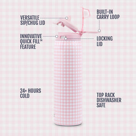 Ello bottle features leak-proof locking seal for secure daily carry.