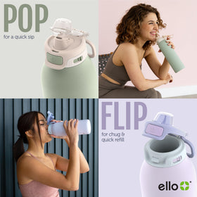 Ello Pop & Fill leak-proof seal with locking mechanism for secure carry