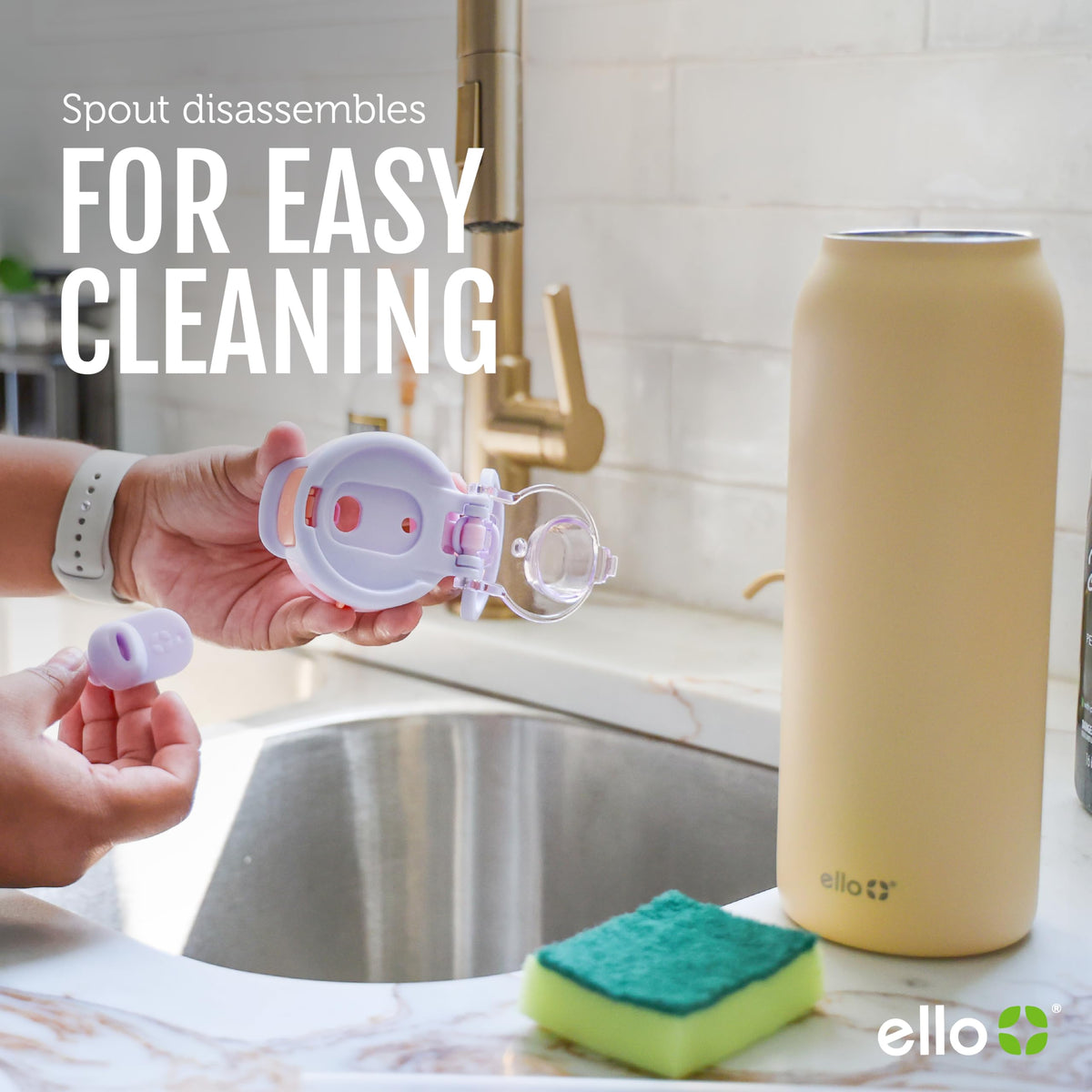 Ello Pop & Fill on-the-go use supports hydration anywhere