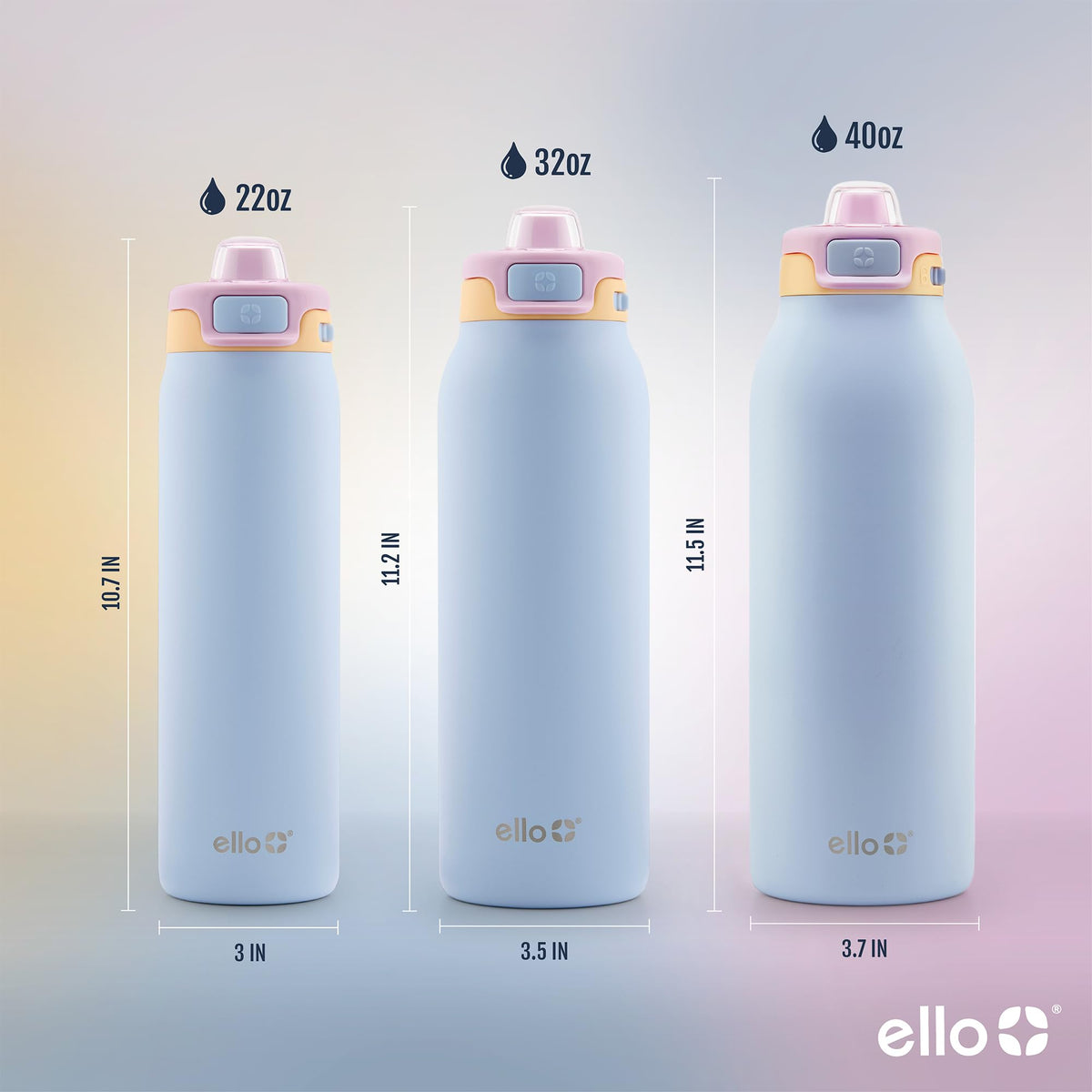 Ello Pop & Fill bottle features a carry loop for travel.