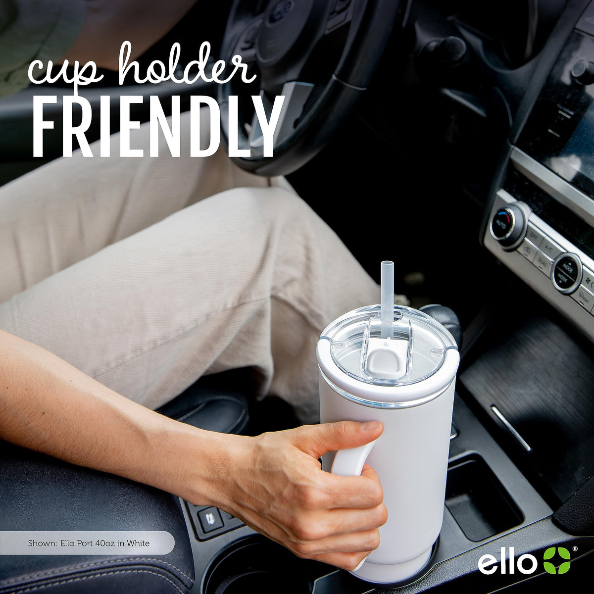 Ello Port 40oz leak-proof lid for spill-free sipping