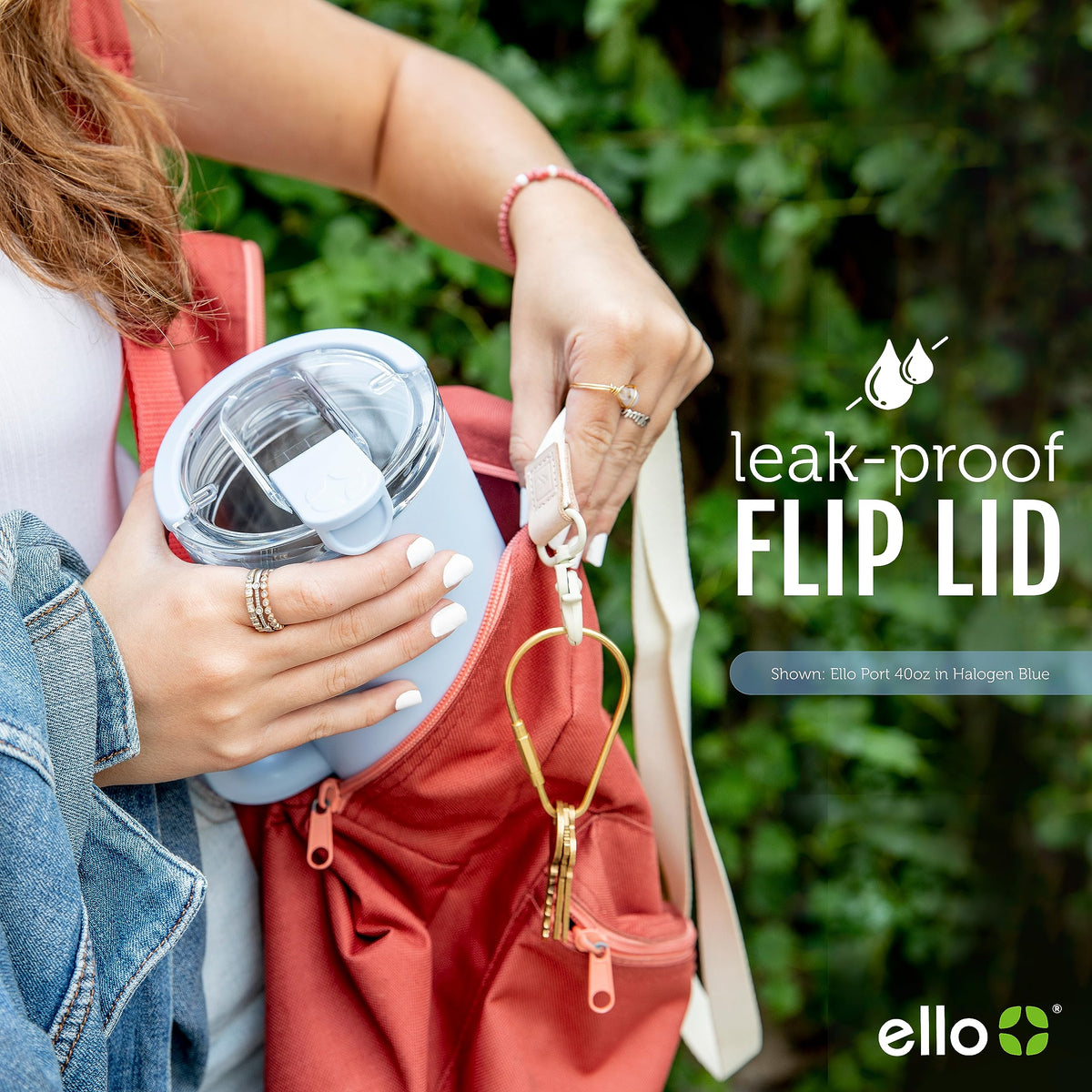 Ello Port 40oz vacuum insulated body keeps drinks cold longer