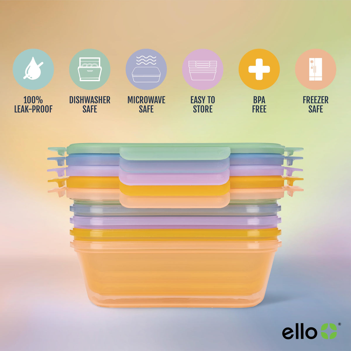 Ello Snap & Nest stackable design showing space-saving nesting for organized cabinets.