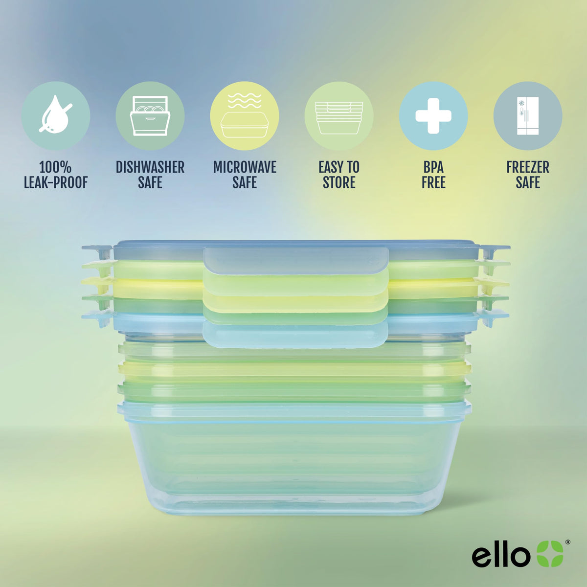 Ello Snap and Nest nesting design saves cabinet space and adds color.