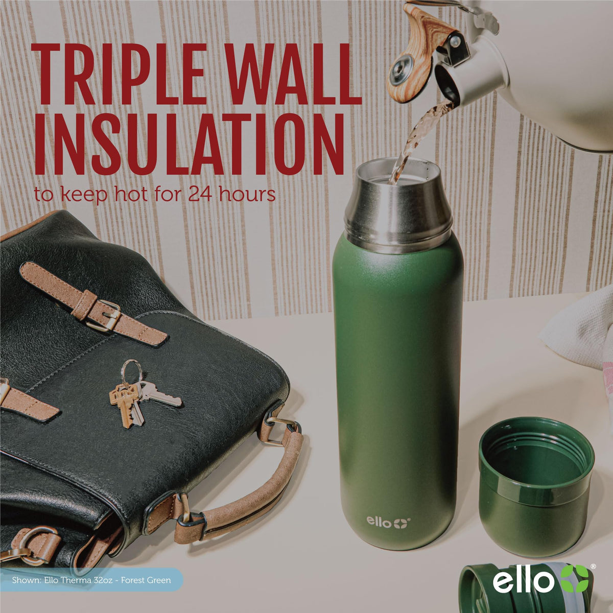 Ello Therma cold drink staying cool outdoors.