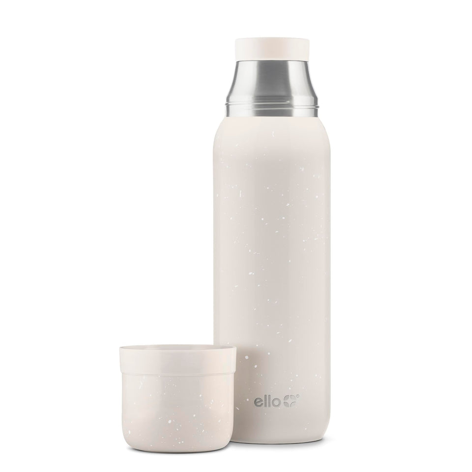 Ello Therma 32oz thermos from top view, ideal for travel coffee.