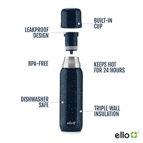 Ello Therma built-in cup 7-7oz demonstrates versatile beverage access.