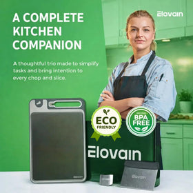 Elovain compact 15x10 inch cutting board fits small kitchens.