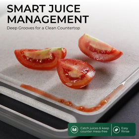 Elovain cutting board is dishwasher-safe for easy cleaning.
