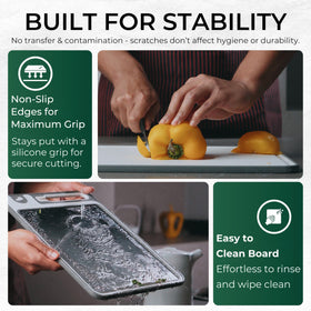 Elovain finger guard enhances safe handling during prep.